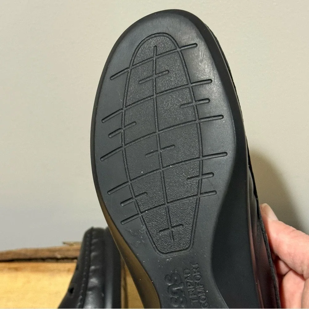 SAS Roamer womens‎ black leather strap loafers size 6N A26